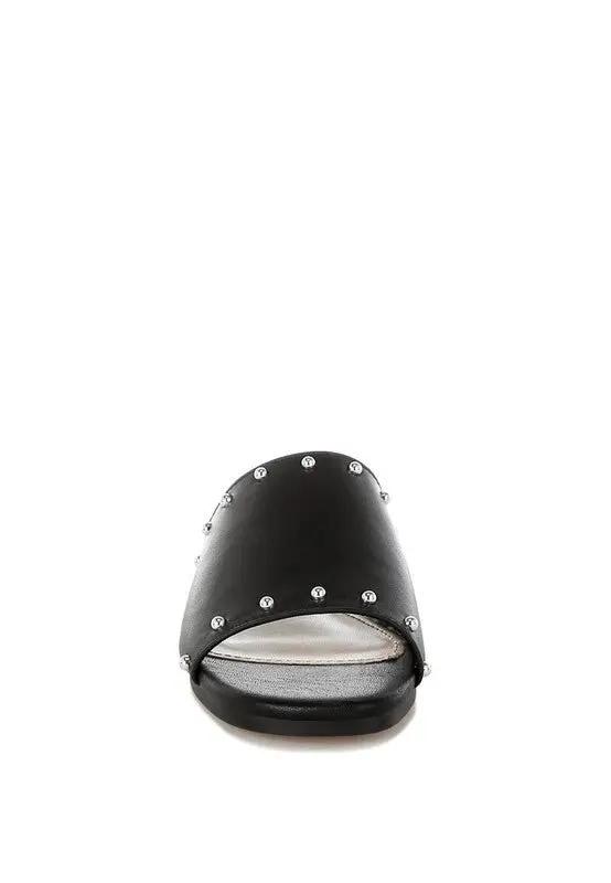 Renaldi Genuine Leather Studded Slip-On Flats for Women - Love Salve